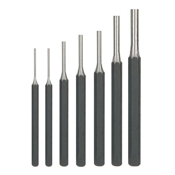Westward Pin Punch Set,1/16 To 5/16 In,7 Pc 2AJL4