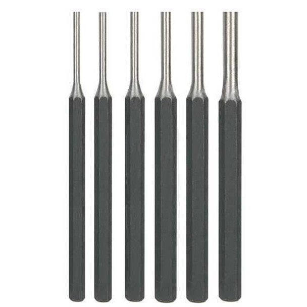 Westward Pin Punch Set,1/8 To 5/16 In,6 Pc 2AJA9