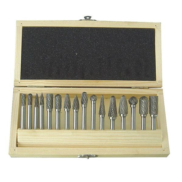 Westward Carbide Bur Set,Dbl Cut,1/4 In,16 Pcs 2LYT1