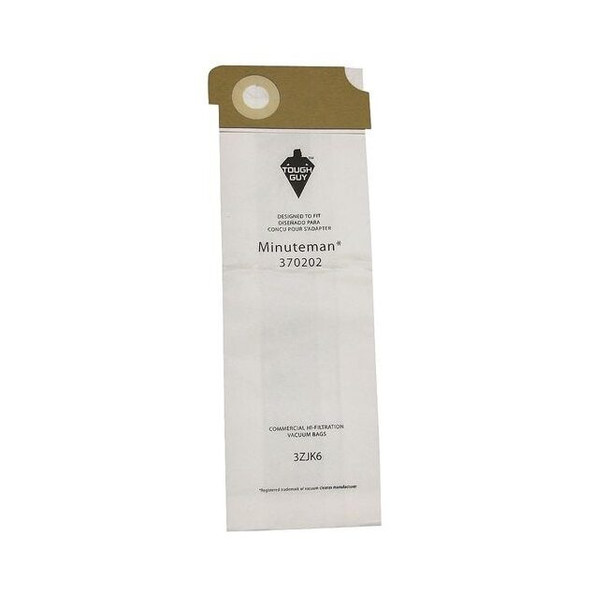 Tough Guy Vacuum Bag, 2-ply, Paper Bag, 10 PK 3ZJK6