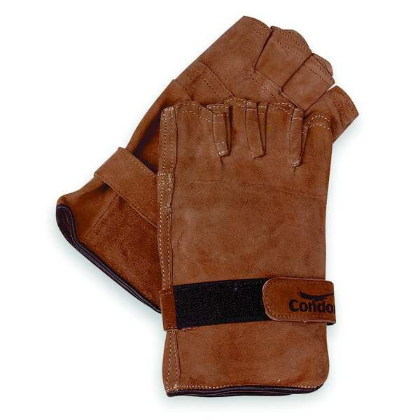 Leather Drivers Gloves, Hook-and-Loop Cuff, Wing Thumb, Brown, M, 1 PR