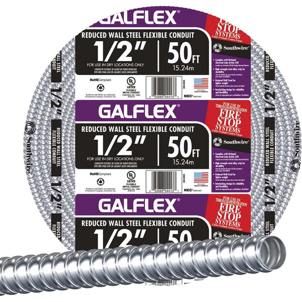 Southwire 1/2 In. x 50 Ft. RWS Flexible Flexible Metal Conduit 55081805