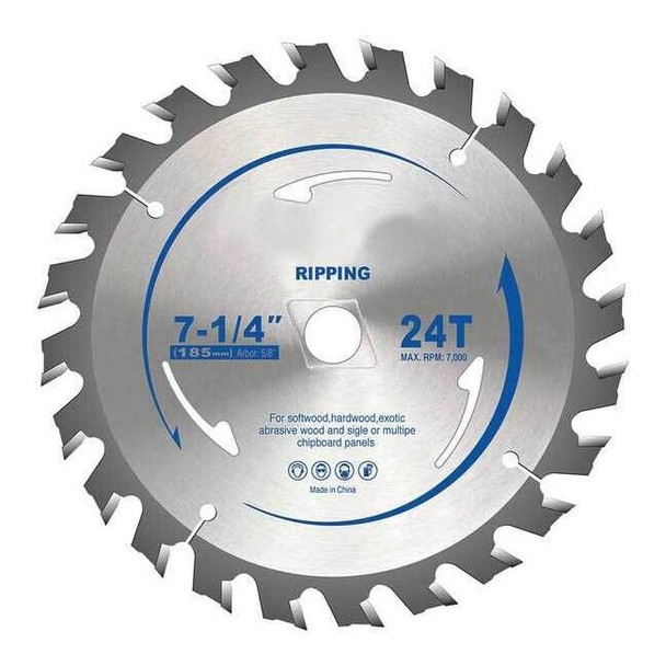 Westward CircularSawBlade,Carbide,Dia:7.25" 24EL55