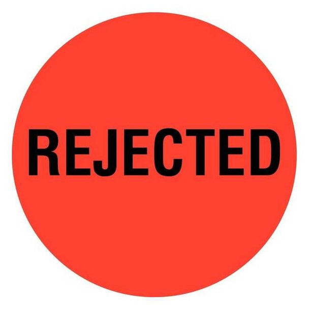 Tapecase Circle Inventory Control Label, Rejected, Red, Pk1000 16U825