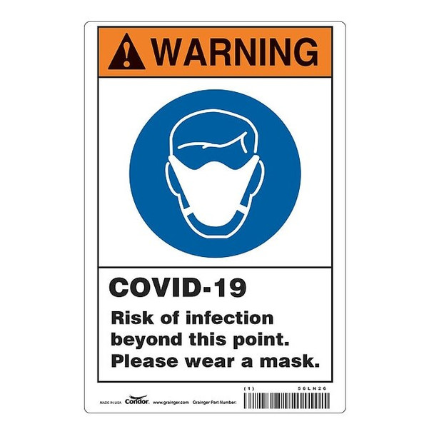 Risk of Infection Sign, 14" W x 10" H, English, Polystyrene, White