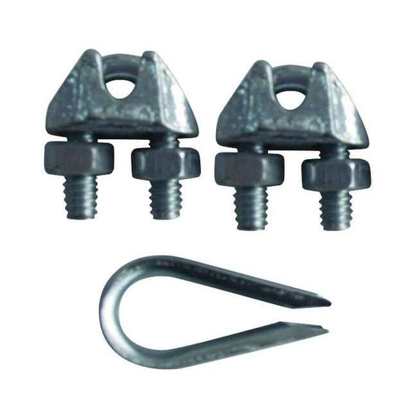 Dayton Wire Rope Clip and Thimble Kit,3/8 In,SS 1DKL4