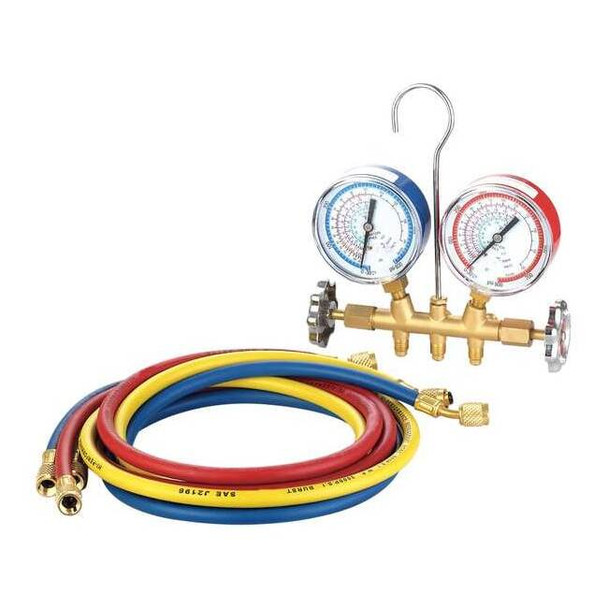 Dayton Manifold Gauge Set,6 ft L,3 1/8 in Gauge 4PDG1