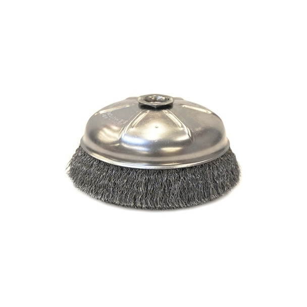 Crimped Wire Cup Brush, 6 in Dia., 5/8-11 Arbor, 0.014 in Carbon Steel