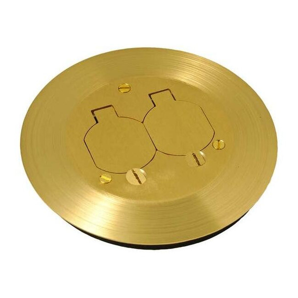 Box Cover, Floor Box Type, 2 Gang, Brass, Single Receptacle Cover Type