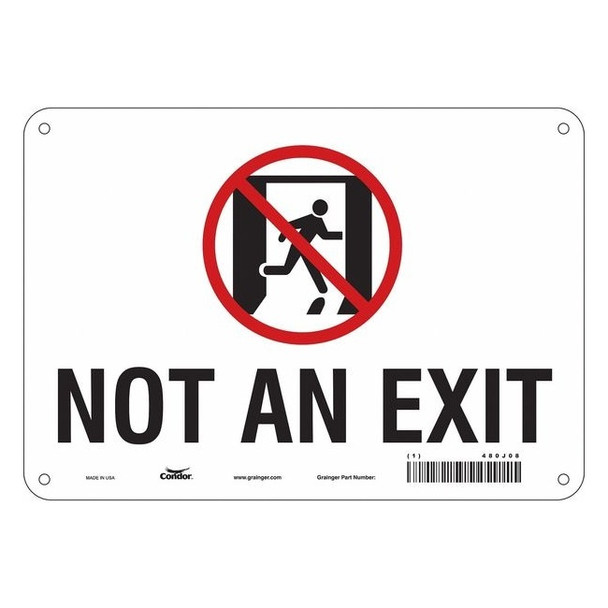 Condor Exit Sign, Plastic, 10" W, 7" H, Not An Exit, White 480J08