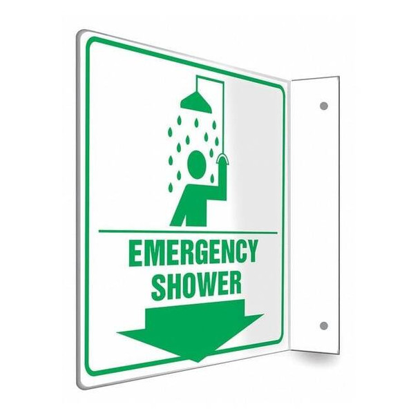 EMERGENCY SHOWER, 8 in W x 8 in H, L-Shape Projection, PETG, 480W26