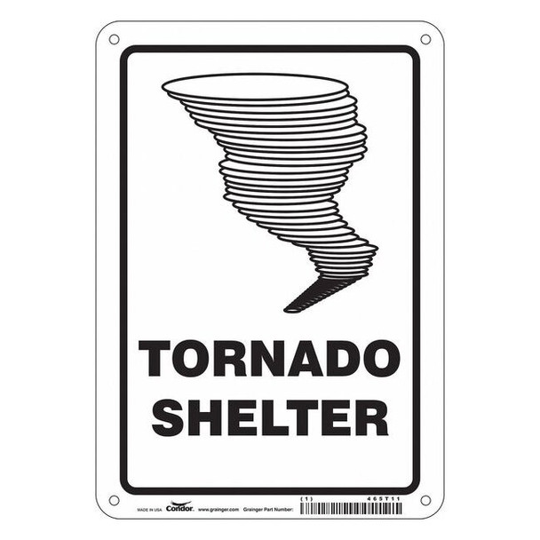 Tornado Shelter, 7 in W x 10 in H, Horizontal Rectangle, Aluminum, 465T11