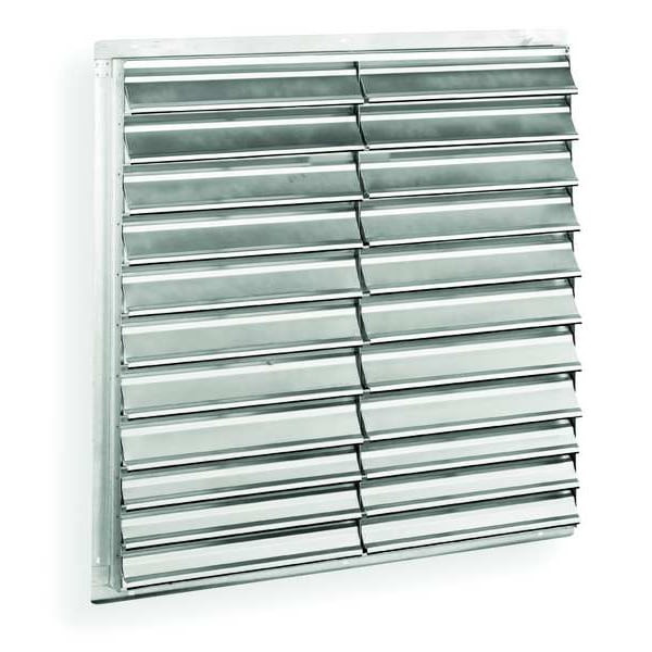 60 in 63"H-W 6 1/4"L Alum Wall Fan Shutter, 60-1/2 in x 60-1/2 in, Aluminum
