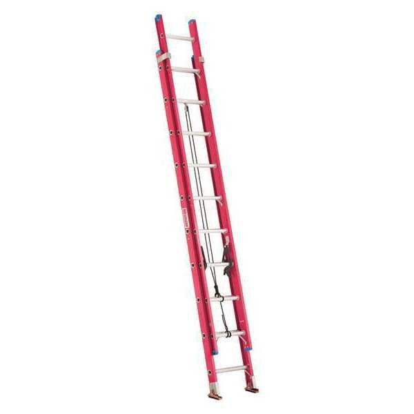 Westward 20 ft Fiberglass Extension Ladder, 300 lb Load Capacity 44YY15