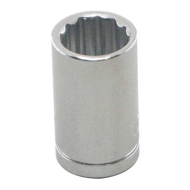 WESTWARD 1/4 in Drive, 4mm Metric, Socket, 12 Points,  Steel, Chrome, 4 mm