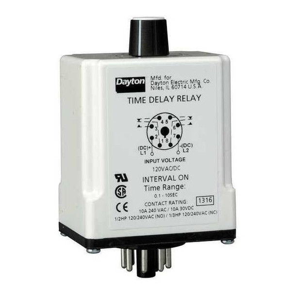 Time Delay Relay, Octal, On Delay, 1 Functions 120V AC/DC, DPDT
