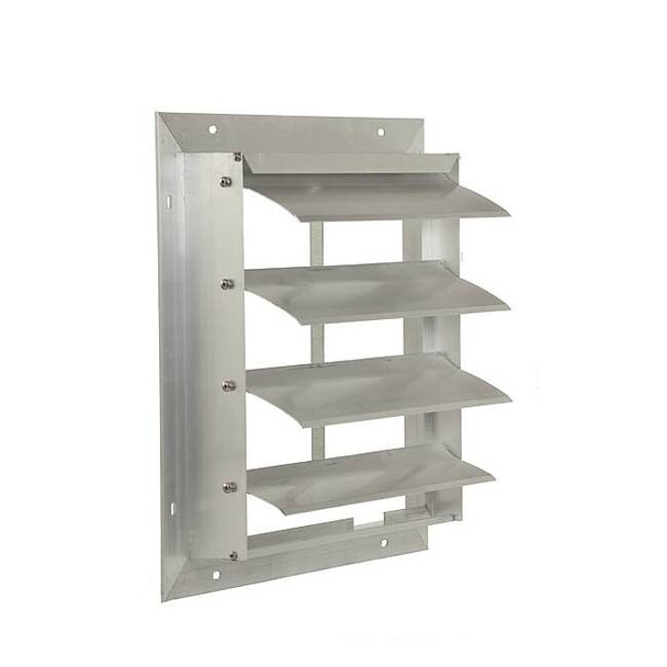 12 in 15"H-W 6.5"L Extrd Alu Backdraft Dampr, 12-1/2 in x 12-1/2 in, Aluminum