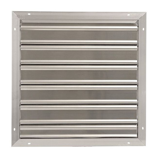24 in 27"H-W 5.75"L Alu Wall Exhaust Shutter, 24-1/2 in x 24-1/2 in, Aluminum