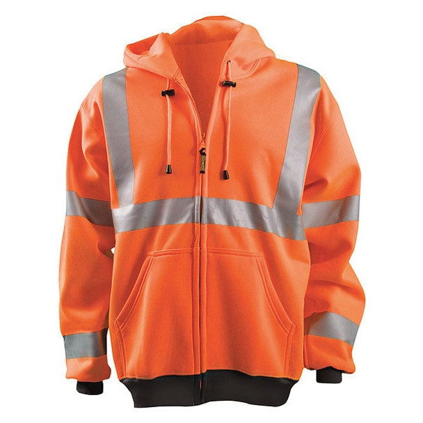 Occunomix Unisex Hooded Sweatshirt, Polyester, zipper, Orange, M LUX-HZSWT-OM