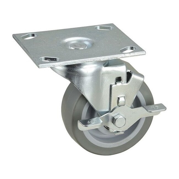 Swivel NSF-Listed Plate Caster w/Brake,275 lb.,NSF-Listed Plate Type B