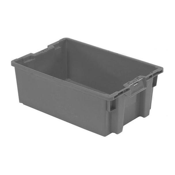 Hang & Stack Storage Bin, Plastic, Gray, 8 1/2 in H, 15 3/4 in W, 23 5/8 in L