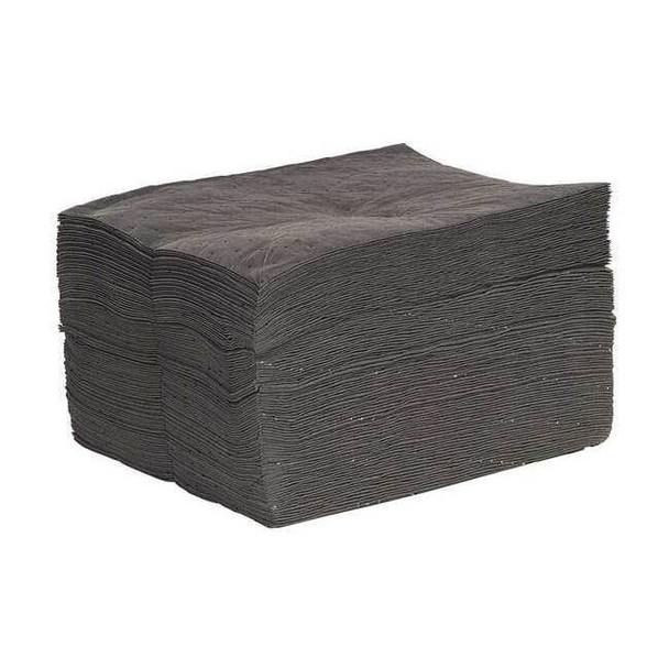 Sorbent Pad, 20 13/16 gal, 15 in x 19 in, Universal, Gray, 100 PK