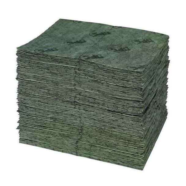 Brady Sorbent Pad, 17 gal, 15 in x 19 in, Universal, Gray, Polypropylene UXT300