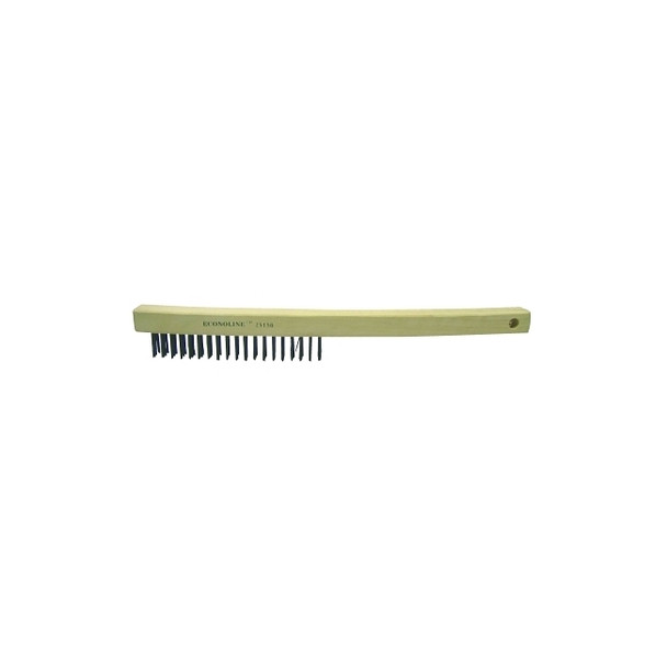 Curved Handle Scratch Brush, 13-1/2 in, 3 x 19, Steel Bristle, Curved Wood Handle