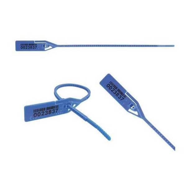 Pull Rip Barcode Seals 8-1/2" x 9/64", Blue, Pk250