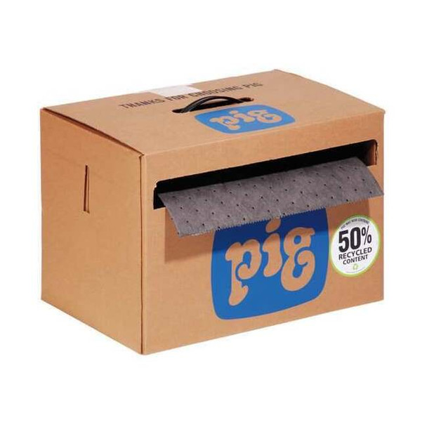 Pig Sorbent Roll, 8 gal, 15 in x 75 ft, Universal, Gray, Polypropylene MAT2001