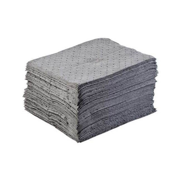 Brady Sorbent Pad, 17 gal, 15 in x 17 in, Universal, Gray, Polypropylene BPU500
