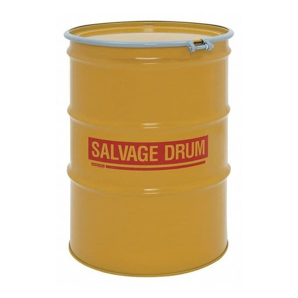 Open Head Transport Drum, Steel, 85 gal, Unlined, Yellow