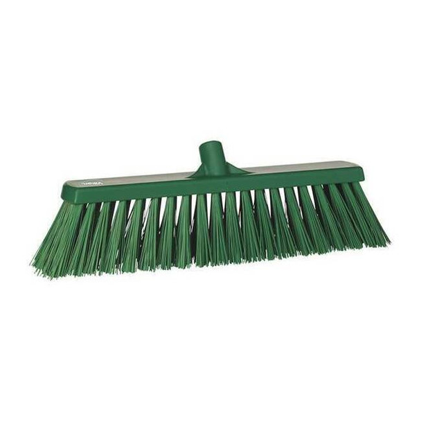 Vikan 2 1/2 in x 19 in Sweep Face Broom Head, Stiff, Synthetic, Green 29202