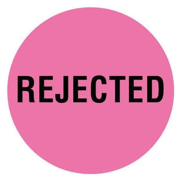 Tapecase Circle Inventory Control Label, Rejected, Pink, Pk1000 16U940