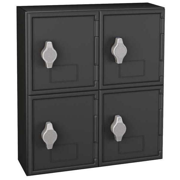 Cell Phone Locker, 12 in W, 4 in D, 13 1/2 in H, (2) Tier, (2) Wide, Black
