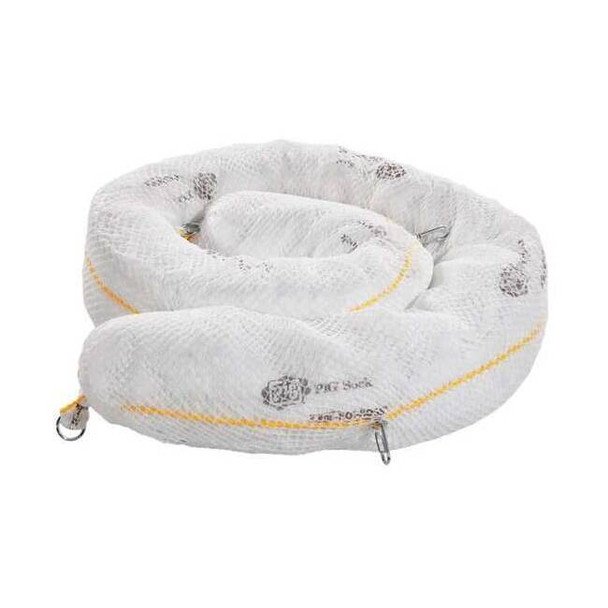 Pig Sorbent Boom, 24 gal, 8 in x 10 ft, Oil, White, 2 PK BOM400