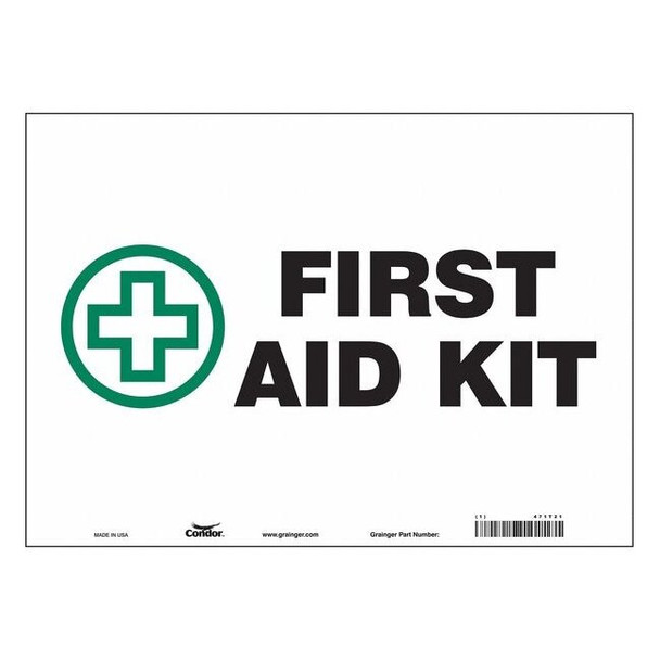 First Aid Kit, 14 in W x 10 in H, Horizontal Rectangle, Vinyl, 471T21