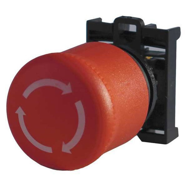 E-Stop Pushbutton Operator, Red, 22mm, Legend: Turn to Release Arrows