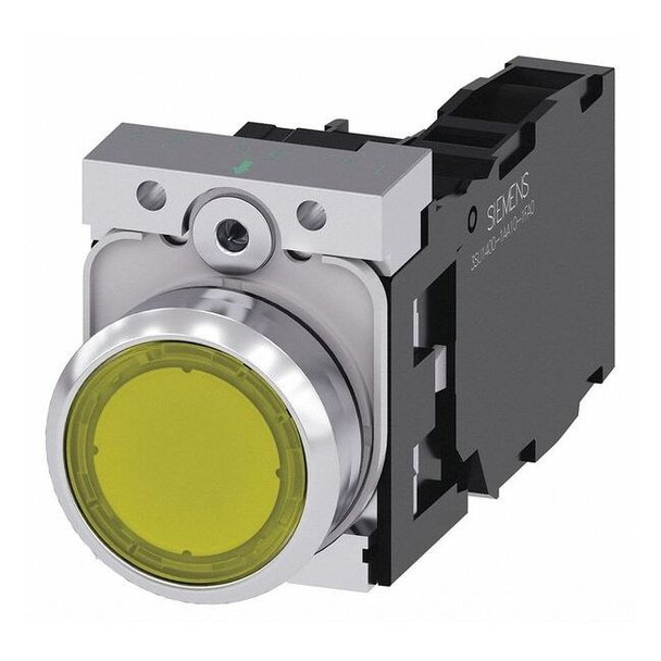 Siemens Illuminated Push Button,Yellow,22mm,LED 3SU1152-0AB30-1FA0