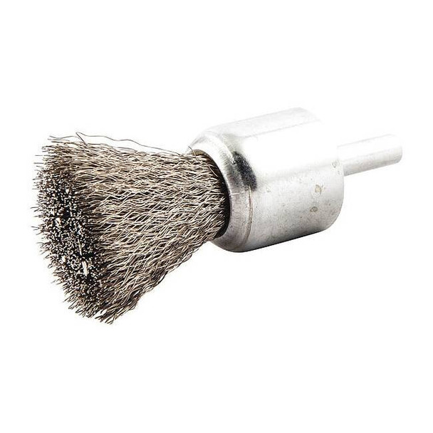End Brush, Crimped, 1" dia., 22000 rpm, Abrasive Material: Stainless Steel