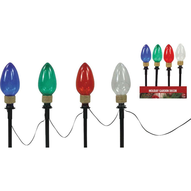 Alpine Christmas Light Bulb Garden Pathway Light Stake (4-Count) COR362BB-4