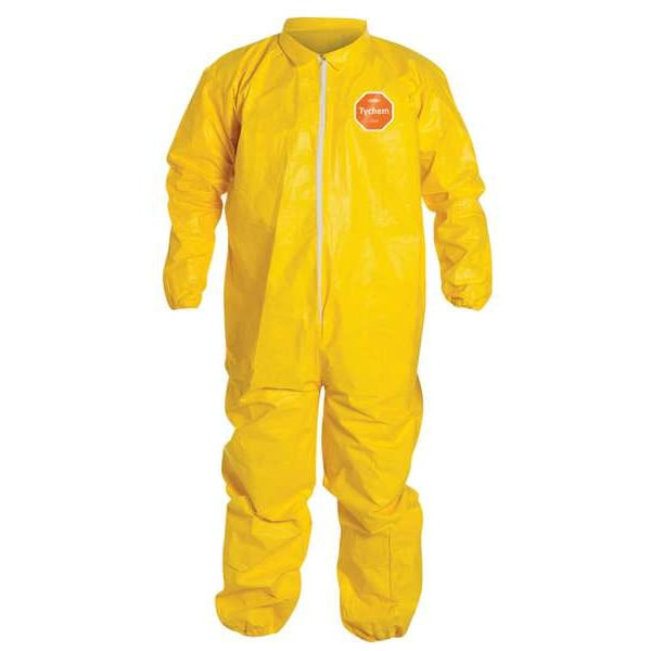 Coverall. Collar. Stormflap. Elastic Wrists and Ankles. Yellow. 2X