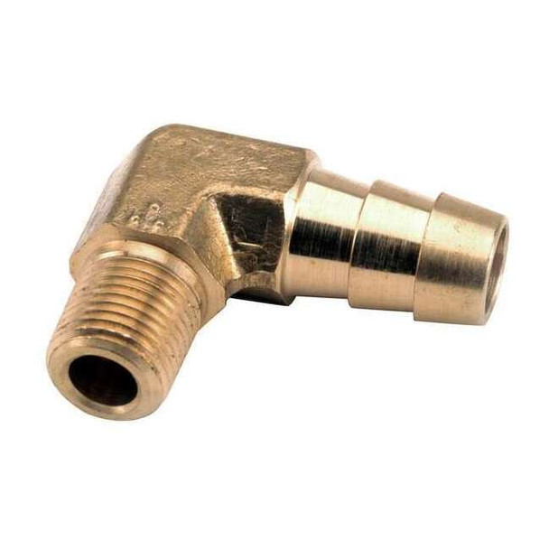 Barbed Hose Fitting, 3/8" Tube OD, 1/2 in Pipe Size, Brass