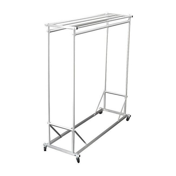 Glaro Double Sided Mobile Coat Rck,48 In,Satin 134-4SA