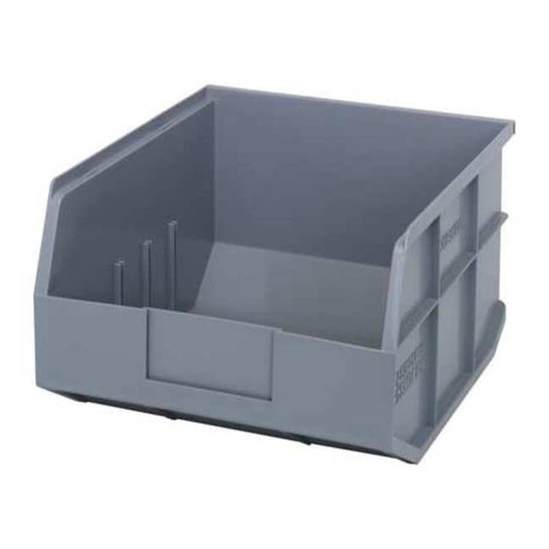 Shelf Storage Bin, Polypropylene, Gray, 7 in H, 11 in W, 12 in L