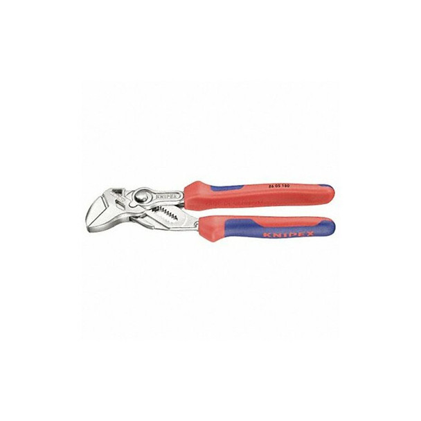 Knipex 7 1/4 in Straight Jaw Plier Wrench Smooth, Bi-Material Grip 86 05 180