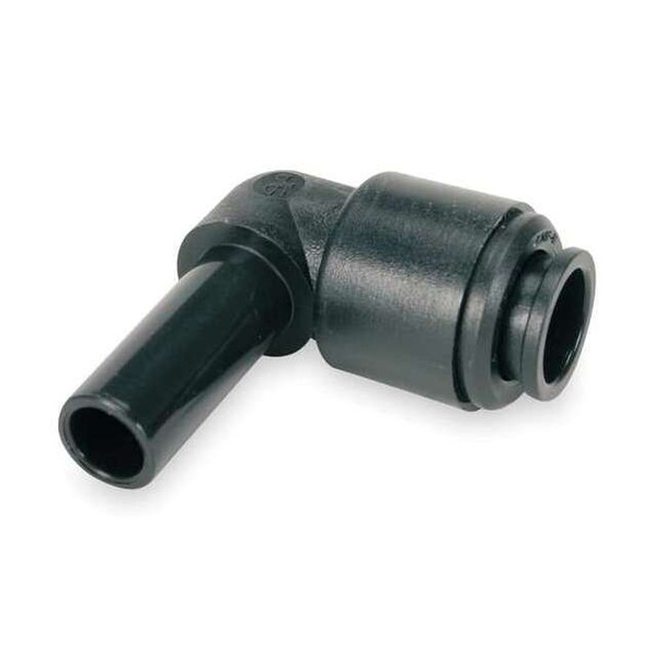 Push-Fit Elbow Fitting, 1/4 in Tube Size, Acetal, Black, 10 PK