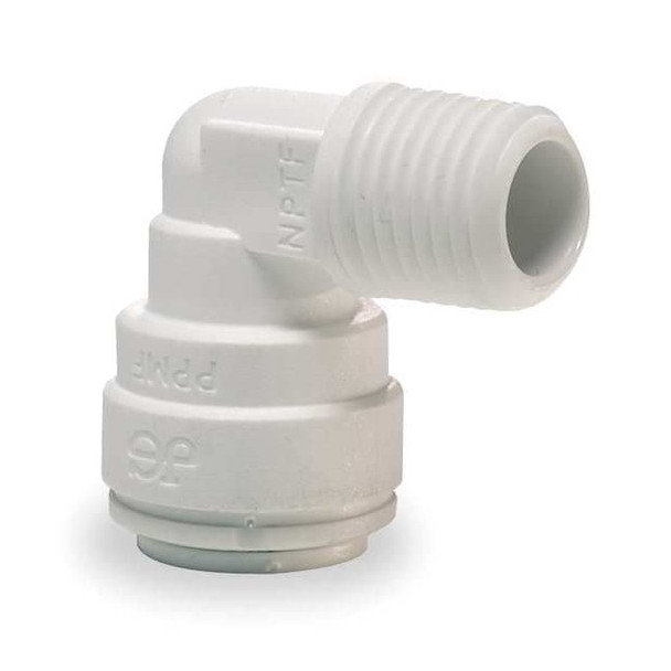 Push-Fit Elbow Fitting, 3/8 in Tube Size, Acetal, White, 10 PK