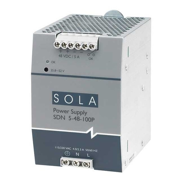 Solahd DC Power Supply, 115/230V AC, 48V DC, 240 W, 5 A, DIN Rail SDN548100P