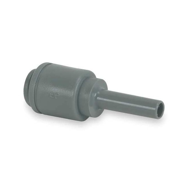 Push-Fit Adapter Fitting, 3/8 in Tube Size, Acetal, Gray, 10 PK